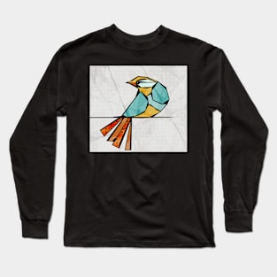 Modern Simple Digital Pop Art Bird in Turquoise Long Sleeve T-Shirt